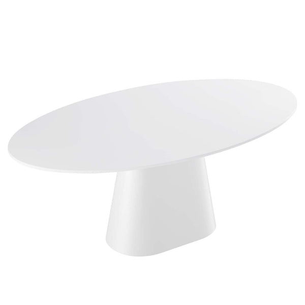 75" Oval High Gloss MDF Dining Table – White