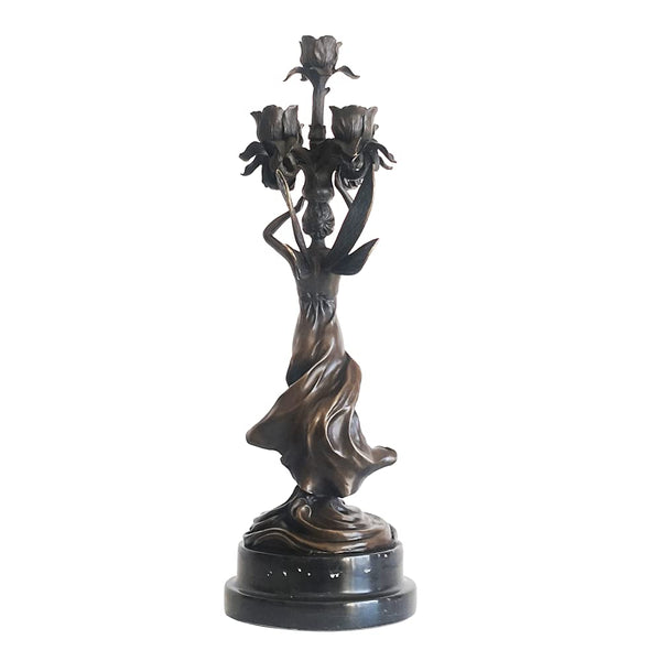 5-Arm Angel Candelabra – Bronze Copper Candlestick Holder
