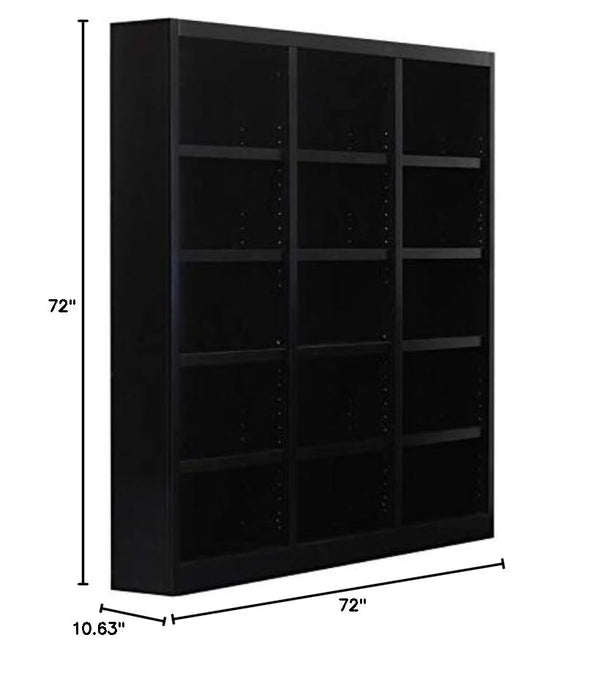 72" Triple Wide Wood Bookcase – 15 Shelves