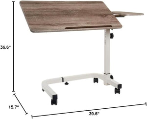 Tilt Top Overbed Table – Adjustable Height with Lockable Wheels
