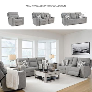 Power Reclining Sofa with Adjustable Headrest & USB Ports – Light Gray
