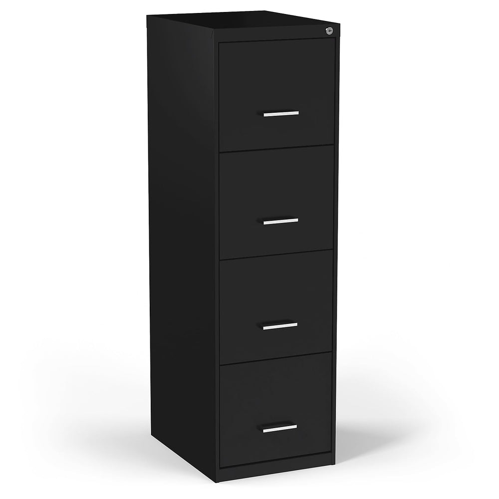 4-Drawer Locking Metal Vertical File Cabinet – Letter & Legal Size, Black