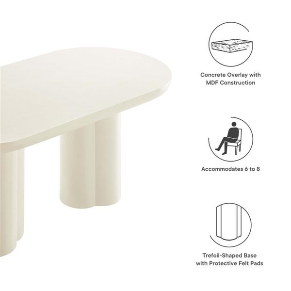 Modway EEI-6764-WHI Caspian 72" Oval Concrete Dining Table, White