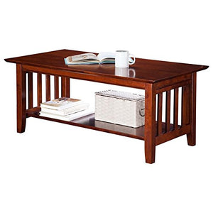 Mission-Style Solid Hardwood Coffee Table with Walnut Finish
