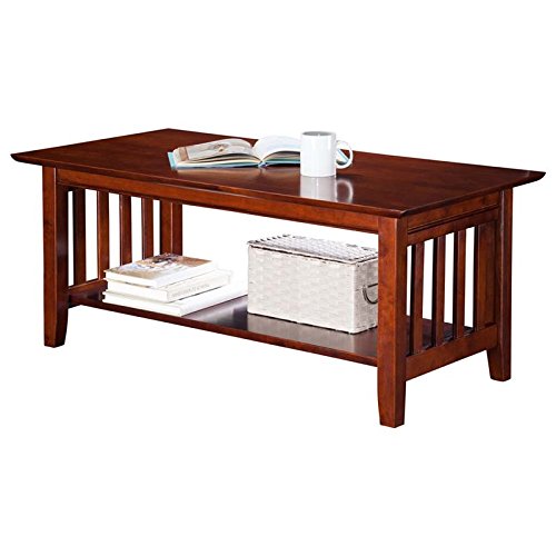 Mission-Style Solid Hardwood Coffee Table with Walnut Finish