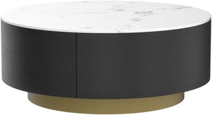 Round Coffee Table with Drawers & Sintered Stone Top