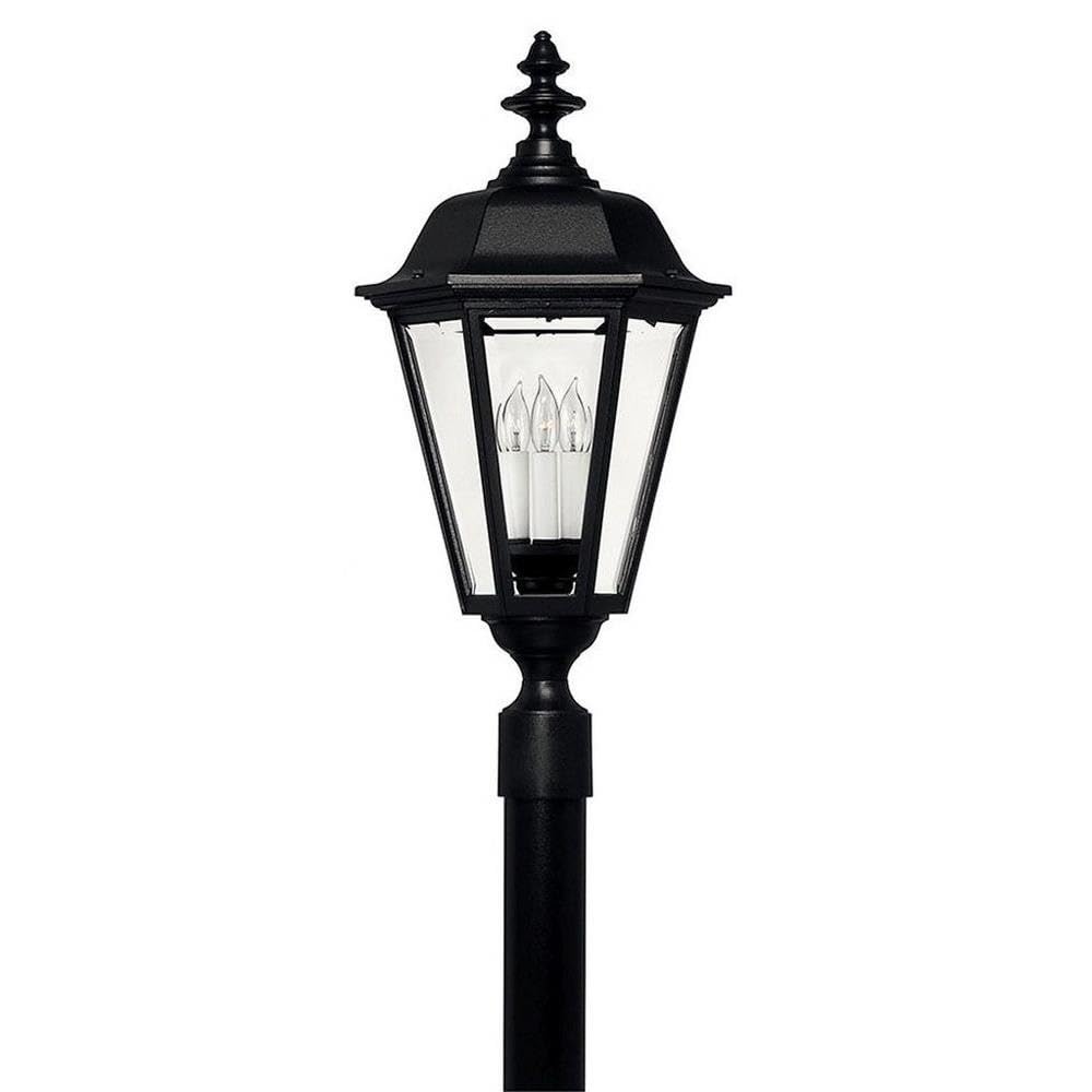 Outdoor Post Top Lantern – Black Aluminum, Clear Beveled Glass