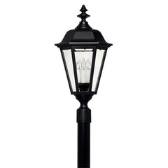 Outdoor Post Top Lantern – Black Aluminum, Clear Beveled Glass