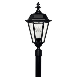 Outdoor Post Top Lantern – Black Aluminum, Clear Beveled Glass