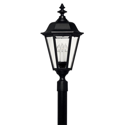 Outdoor Post Top Lantern – Black Aluminum, Clear Beveled Glass