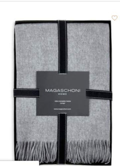 Cashmere Throw Blanket with Tassel Edge – Charcoal Heather