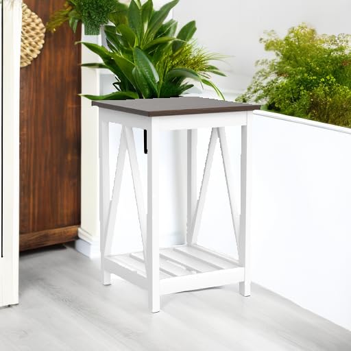 Farmhouse End Table with Storage Shelf – 2 Pack