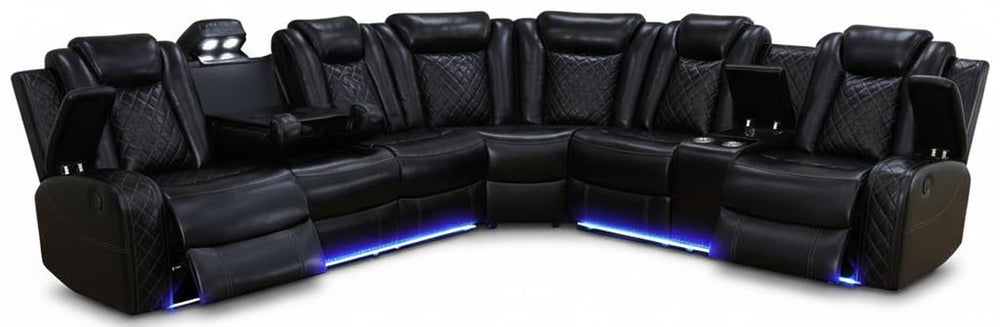 Power Reclining Sectional Sofa with LED & Wireless Charging