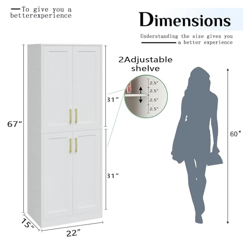 Tall Storage Cabinet with Doors & Adjustable Shelves