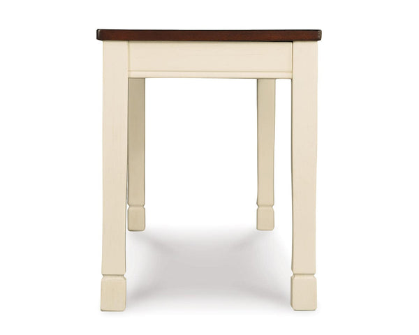 Rectangular Dining Bench – White & Brown