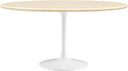 60" Oval Artificial Travertine Dining Table with Pedestal Base