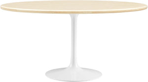 60" Oval Artificial Travertine Dining Table with Pedestal Base