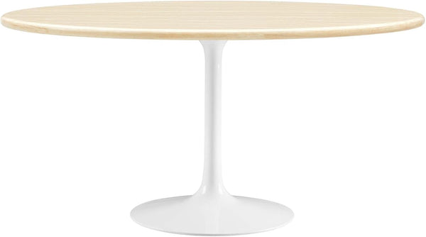 60" Oval Artificial Travertine Dining Table with Pedestal Base