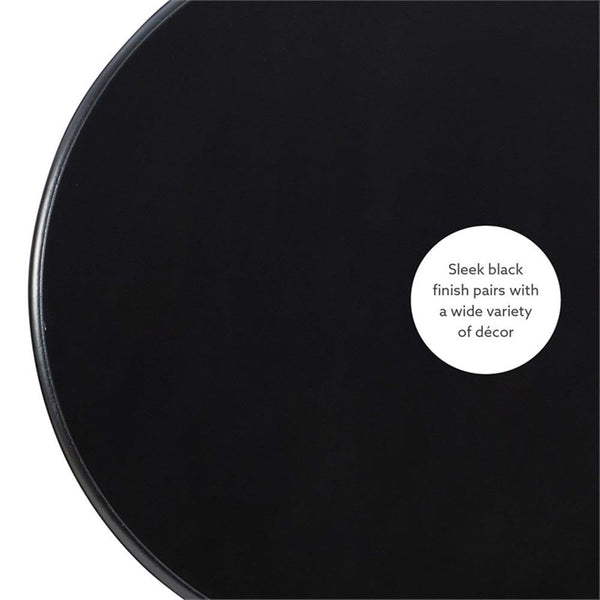 Round Pedestal Accent End Table in Jet Black