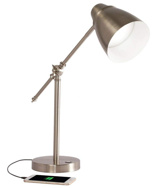 LED Desk Lamp with USB Charging Port & Adjustable Brightness