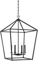 6-Light Open Frame Pendant Lantern – Adjustable Height, Dimmable