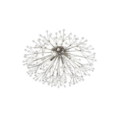 Four Light Flush Mount Chandelier – Polished Nickel with Crystal