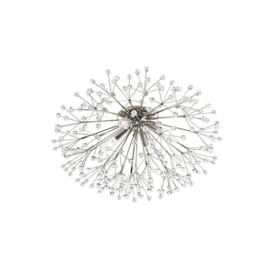 Four Light Flush Mount Chandelier – Polished Nickel with Crystal