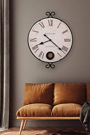 Antique Wrought Iron Analog Wall Clock – Silent Quartz, Battery Powered