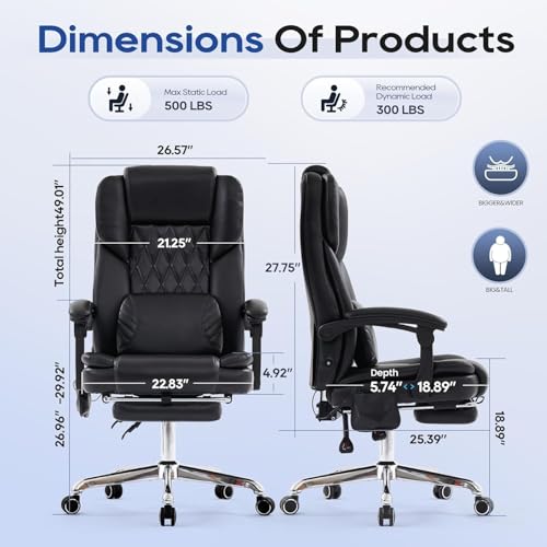 Heavy Duty 500LBS Massage Office Chair with Footrest