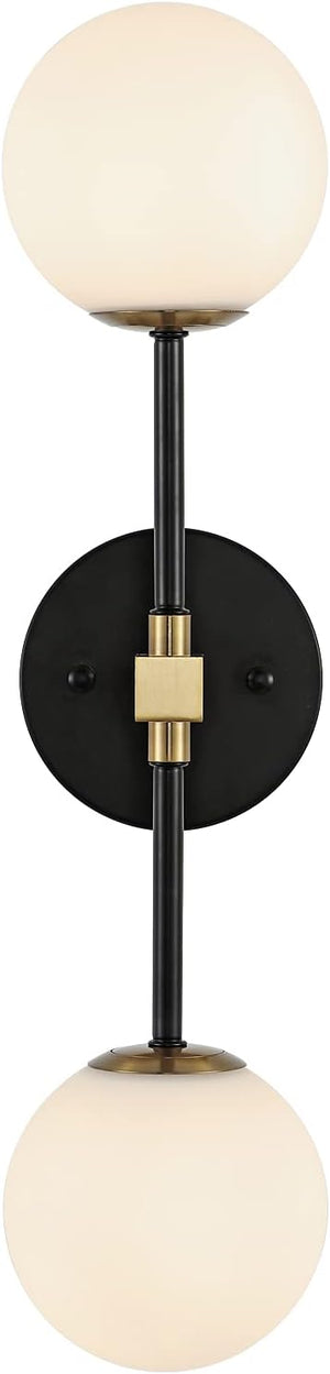 Modern Globe Glass Wall Sconce with Brass Finish