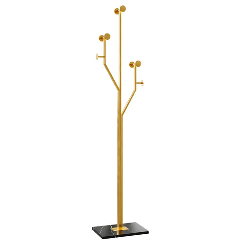 Metal Coat Rack with Marble Base — Freestanding Hook Stand