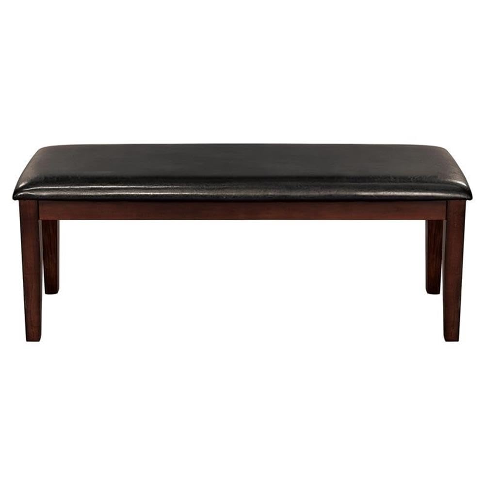 48-Inch Upholstered Dining Bench — Cherry Wood Frame