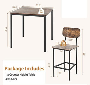 5-Piece Counter Height Dining Set with Bar Stools