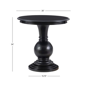 Round Pedestal Accent End Table in Jet Black