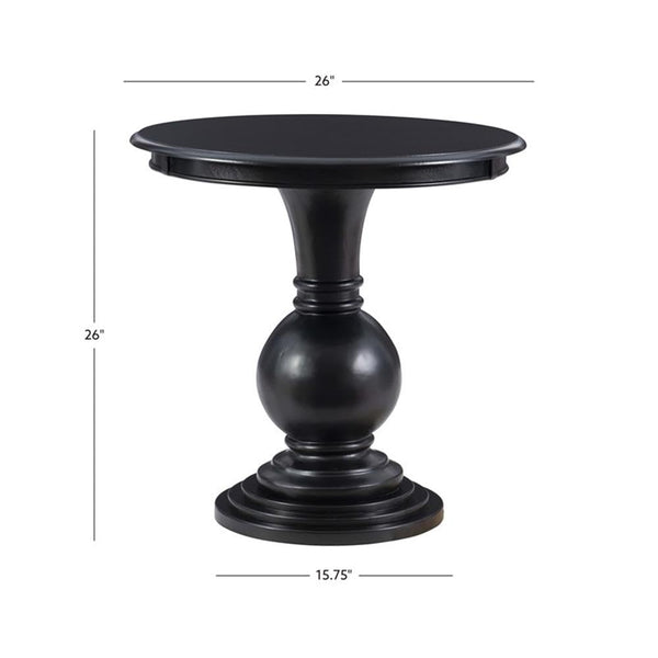 Round Pedestal Accent End Table in Jet Black