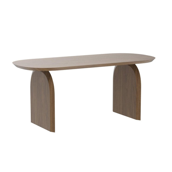 Japandi Oval Dining Table – Solid Pine Wood, Walnut Top