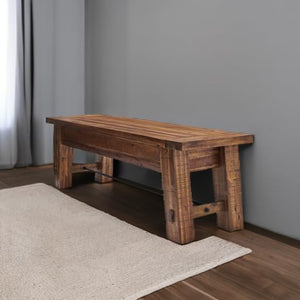 60-Inch Solid Wood Entryway & Dining Bench – Rustic Industrial Style