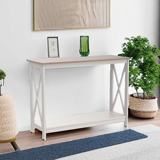 Narrow Console Table with X-Shape Design