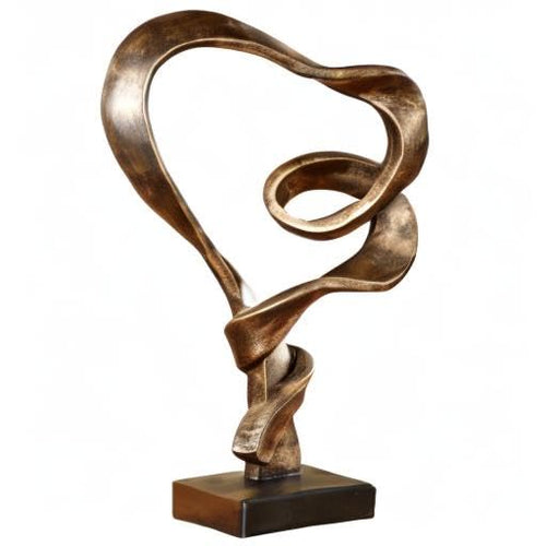Abstract Heart Resin Sculpture – Antique Gold