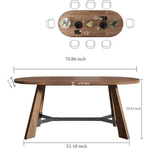 70.86" Oval Dining Table for 6–8 People