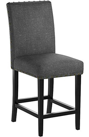 Fabric Counter Height Stools with Nailhead Trim, Set of 2