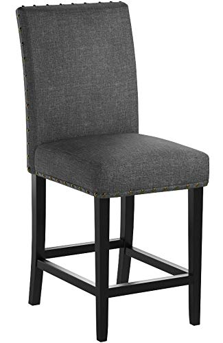 Fabric Counter Height Stools with Nailhead Trim, Set of 2