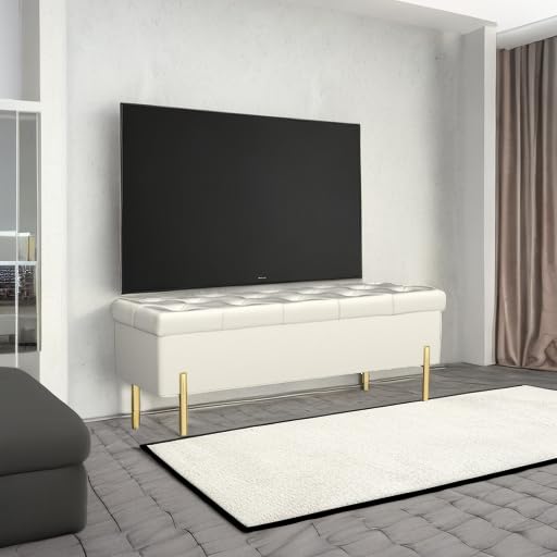 Velvet Storage Bench with Hidden Compartment