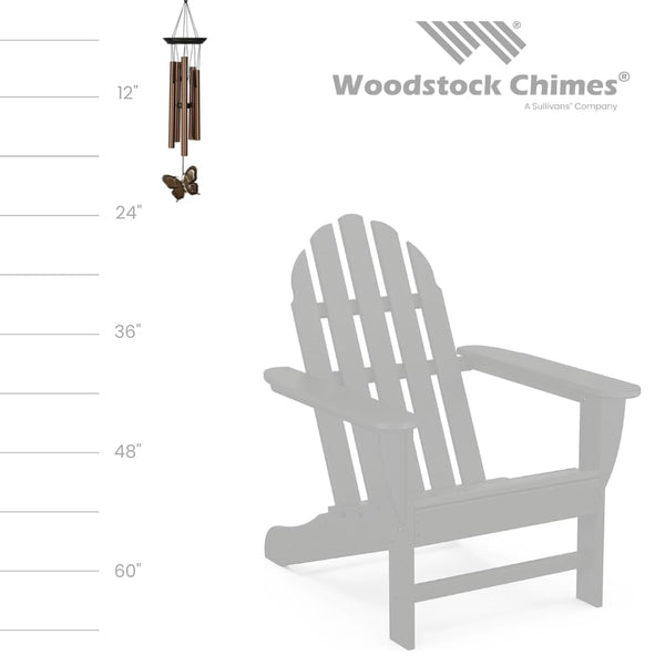 Butterfly Wind Chime – Bronze Aluminum Tubes, 21-Inch Outdoor Garden Chime
