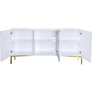 Modern Sideboard Buffet Cabinet | White Lacquer & Gold Base