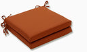 Outdoor Seat Cushions Set of 2 — Square Corner 20x20 Orange