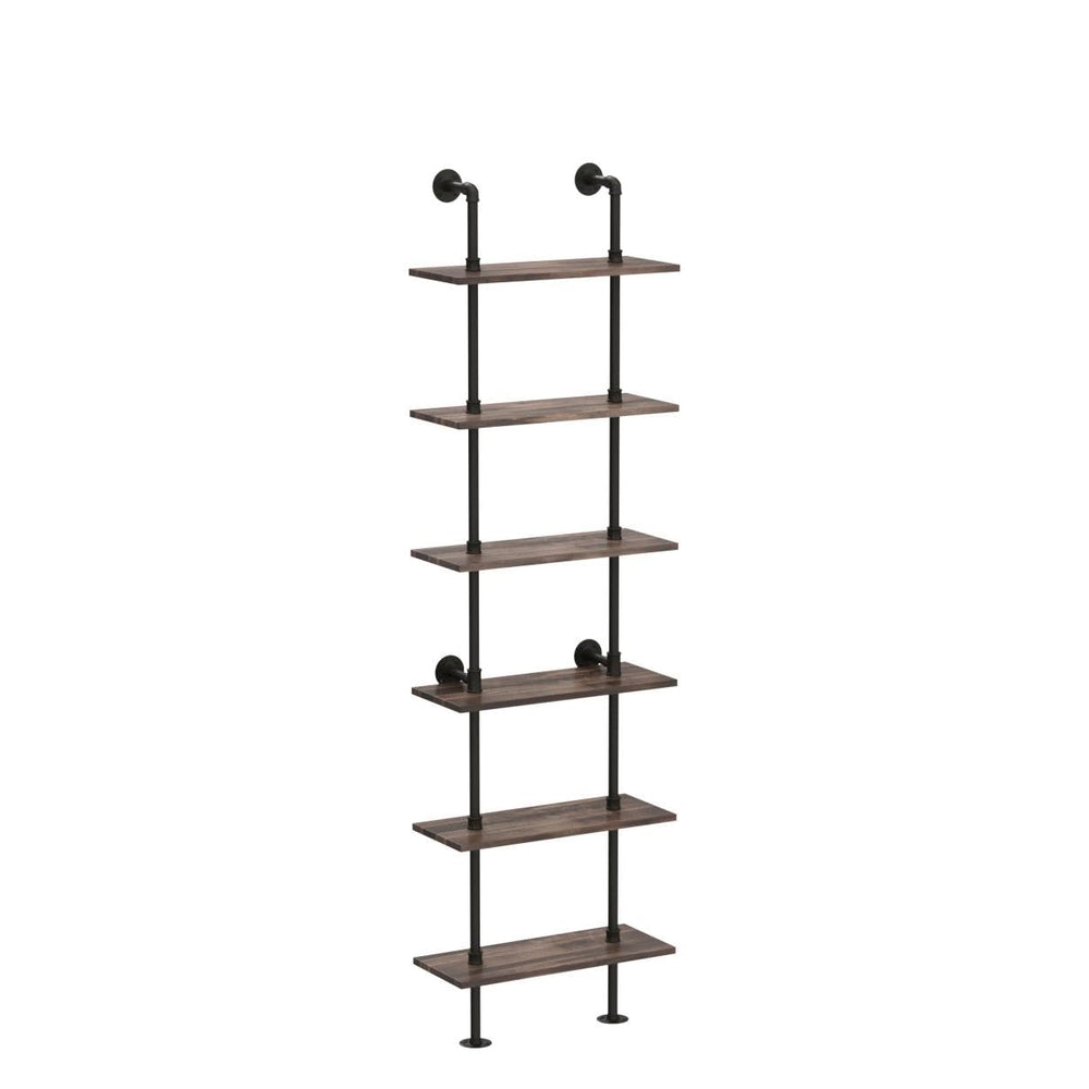 6-Tier Industrial Ladder Bookshelf with Metal Frame