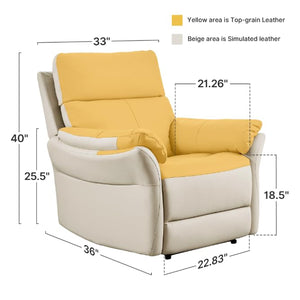 Genuine Leather Recliner Chair – Oversized Ergonomic Lazy Boy with Footrest