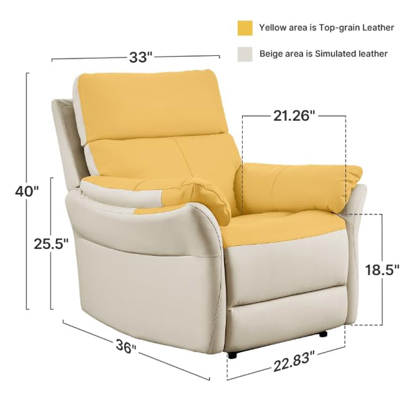 Genuine Leather Recliner Chair – Oversized Ergonomic Lazy Boy with Footrest