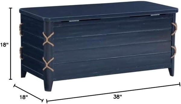 Wood Rope Storage Chest with Cedar Lining – Blue